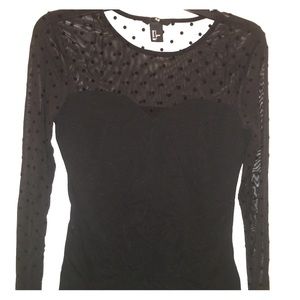 Sheer panel polka dot shirt, H&M